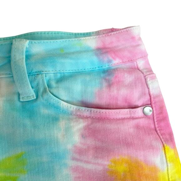Judy Blue Tie Dye Cut Off Jean Shorts Size M Denim Pink Blue Yellow - Picture 3 of 15